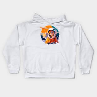 Cosmic girl and cat Kids Hoodie